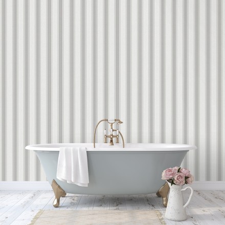 Papel pintado de rayas texturizado efecto textil estilo francés Lutecia Stripes 681721