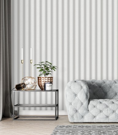 Papel pintado de rayas texturizado efecto textil estilo francés Lutecia Stripes 681721