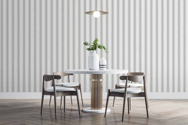 Papel pintado de rayas texturizado efecto textil estilo francés Lutecia Stripes 681721