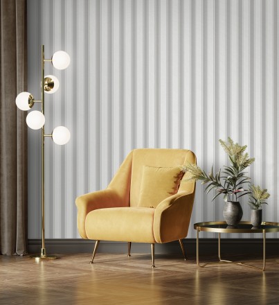 Papel pintado de rayas texturizado efecto textil estilo francés Lutecia Stripes 681721