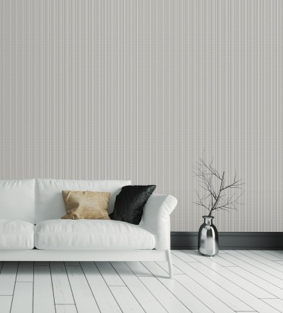 Papel pintado de rayas finas efecto textil texturizado estilo francés Lutecia Fabric 681726
