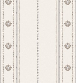Papel pintado de rayas con ornamentos lujosos en relieve Antonella Stripes 681732