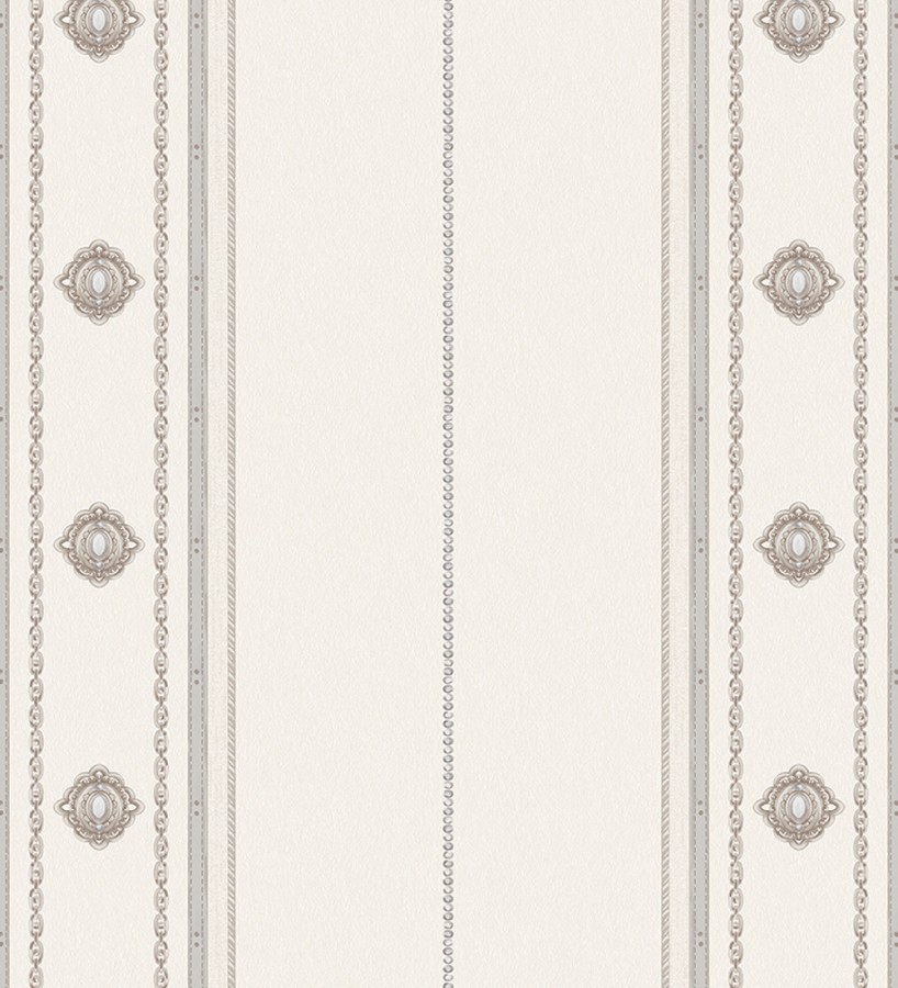 Papel pintado de rayas con ornamentos lujosos en relieve Antonella Stripes 681732