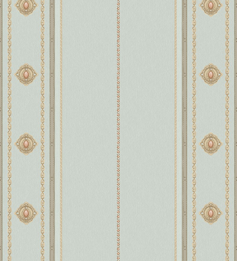 Papel pintado de rayas con ornamentos lujosos en relieve Antonella Stripes 681735