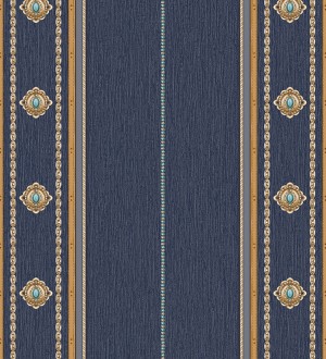 Papel pintado de rayas con ornamentos lujosos en relieve Antonella Stripes 681736