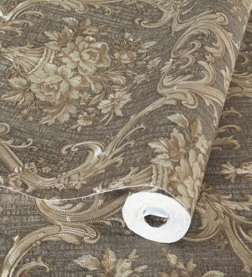Papel pintado damasco clásico efecto textil con relieve Senza 681741