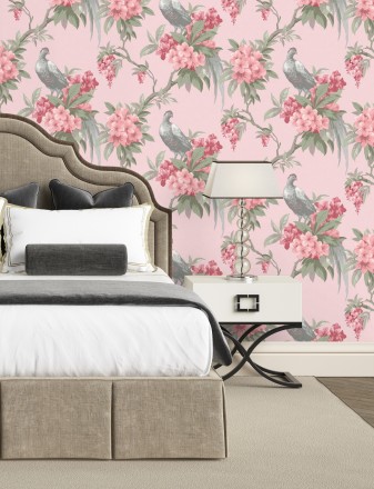 Papel pintado de pájaros y flores de los jardines reales Royal Birds 681204
