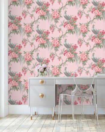 Papel pintado de pájaros y flores de los jardines reales Royal Birds 681204