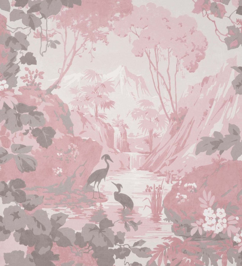Papel pintado jardín japonés con árboles y aves Xiamen Garden 681215