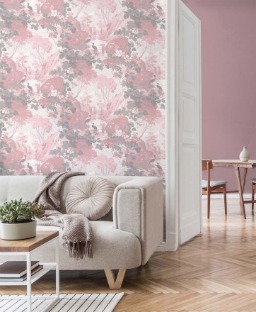 Papel pintado jardín japonés con árboles y aves Xiamen Garden 681215