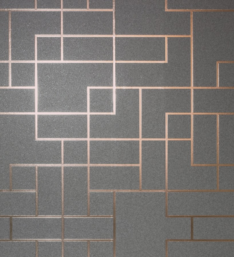 Papel pintado geométrico mate de líneas metalizadas estilo Art Decó Goutier 681255