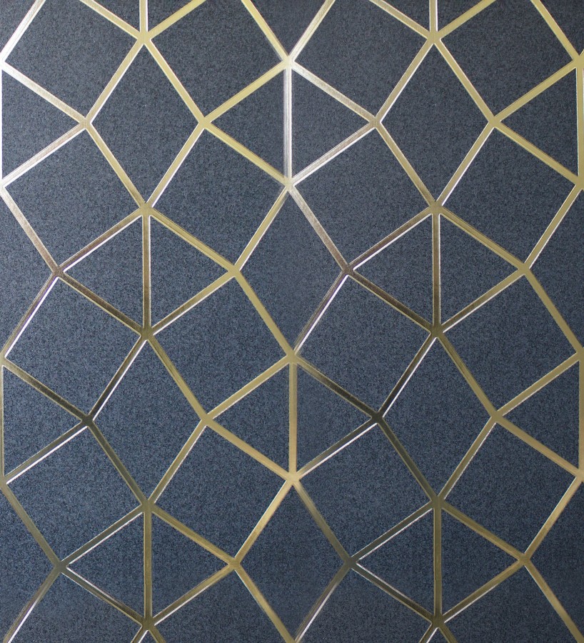 Papel pintado geométrico mate de líneas metalizadas estilo Art Decó Tallis Reflection 681256