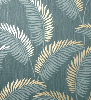 Papel pintado hojas tropicales con detalles metalizados estilo Art Decó Alan Palmer 681289