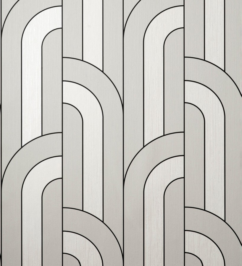 Papel pintado geométrico con líneas metalizadas estilo Art Decó Century Lines 681292