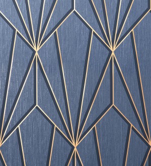 Papel pintado geométrico con líneas metalizadas estilo Art Decó Cartier Lines 681296