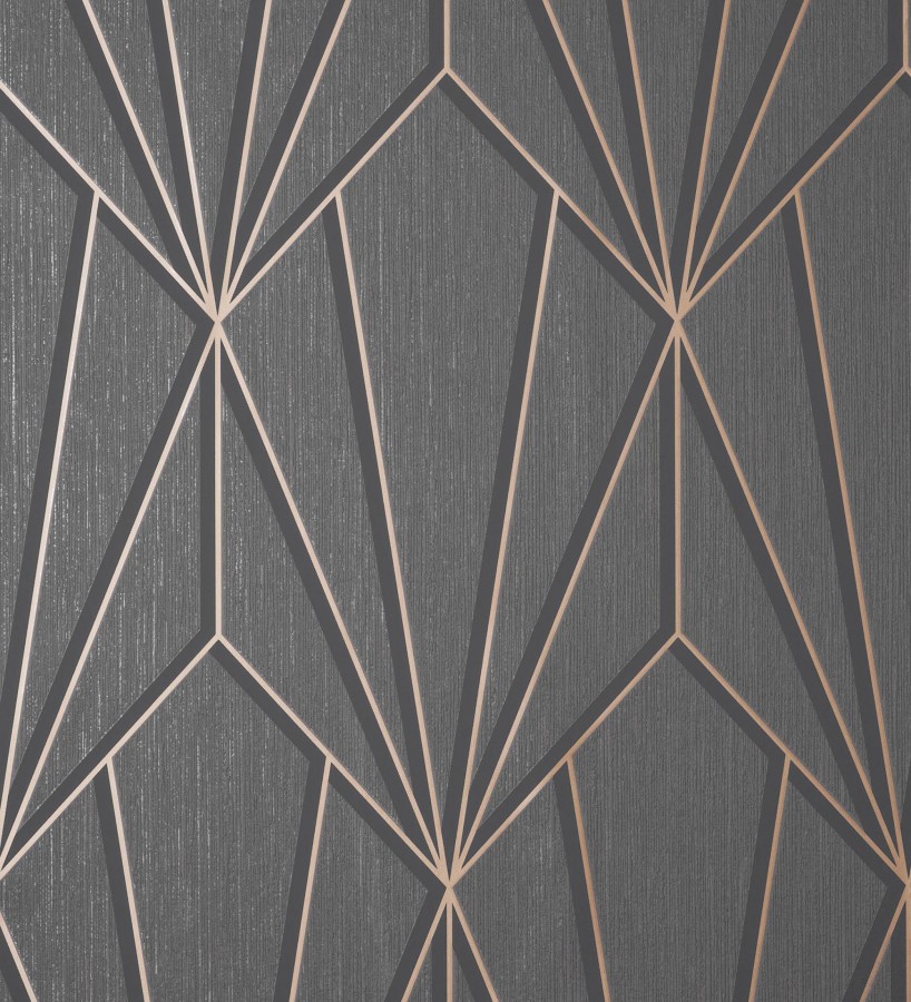 Papel pintado geométrico con líneas metalizadas estilo Art Decó Cartier Lines 681298