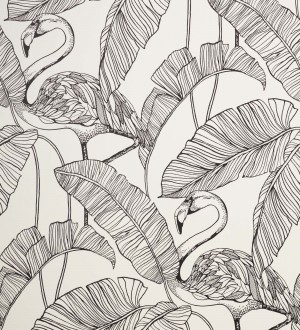 Papel pintado hojas tropicales y flamencos estilo Art Decó Luxury Flamand 681299