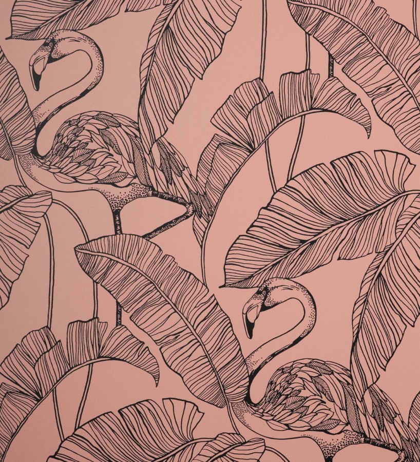 Papel pintado hojas tropicales y flamencos estilo Art Decó Luxury Flamand 681300