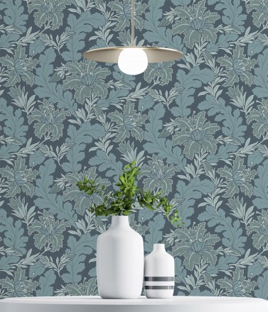 Papel pintado de hojas y flores estilo vintage Ruston 681378
