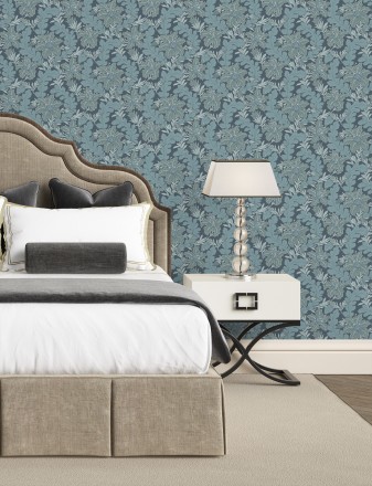 Papel pintado de hojas y flores estilo vintage Ruston 681378