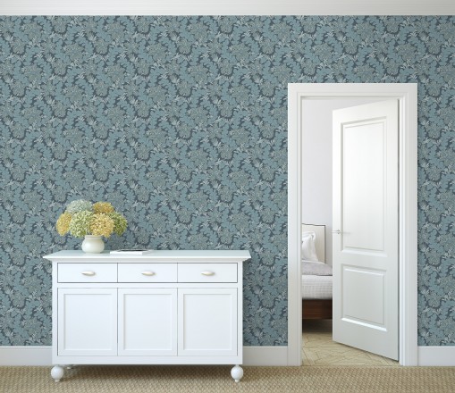 Papel pintado de hojas y flores estilo vintage Ruston 681378