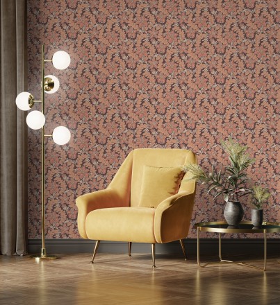 Papel pintado de hojas y flores estilo vintage Ruston 681382