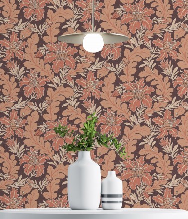 Papel pintado de hojas y flores estilo vintage Ruston 681382