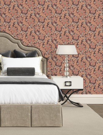 Papel pintado de hojas y flores estilo vintage Ruston 681382