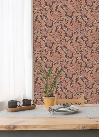 Papel pintado de hojas y flores estilo vintage Ruston 681382