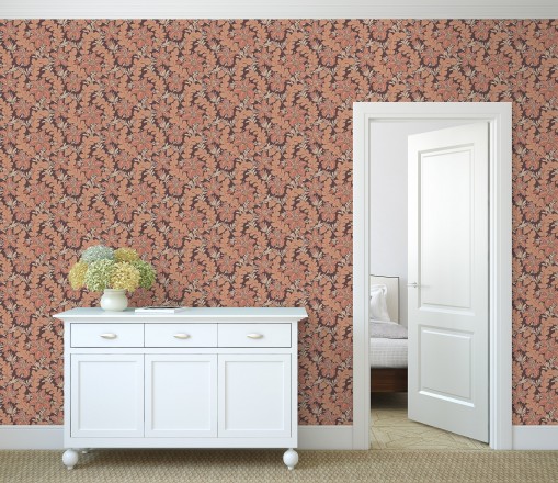 Papel pintado de hojas y flores estilo vintage Ruston 681382