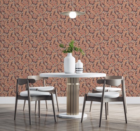 Papel pintado de hojas y flores estilo vintage Ruston 681382