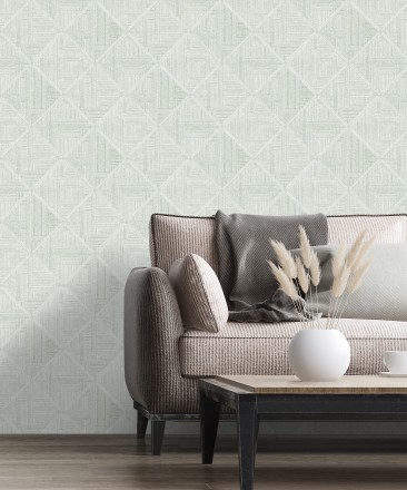 Papel pintado de rombos imitación tela Scott Rhombus 681413