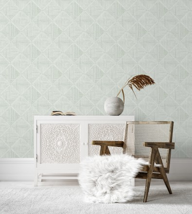 Papel pintado de rombos imitación tela Scott Rhombus 681413