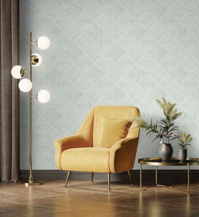 Papel pintado de rombos imitación tela Scott Rhombus 681413