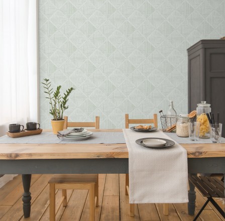 Papel pintado de rombos imitación tela Scott Rhombus 681413