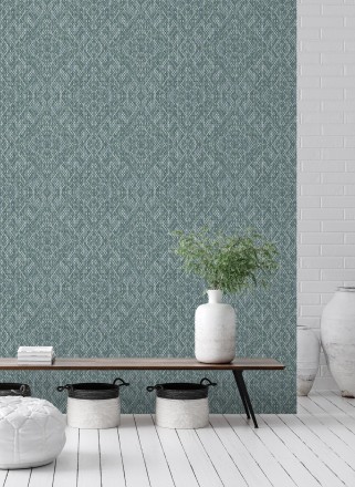 Papel pintado damasco geométrico efecto trama textil Bixby 681443