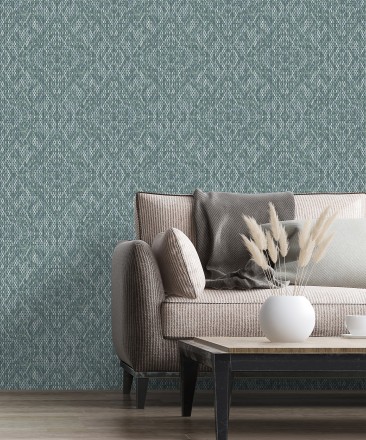Papel pintado damasco geométrico efecto trama textil Bixby 681443