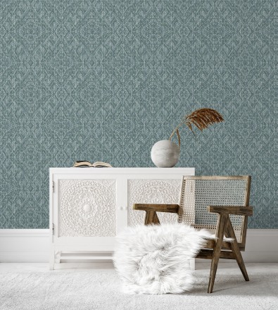 Papel pintado damasco geométrico efecto trama textil Bixby 681443