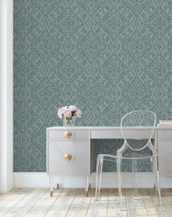 Papel pintado damasco geométrico efecto trama textil Bixby 681443