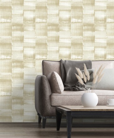 Papel pintado artístico efecto estarcido de pintura nacarada Hoxton 681463