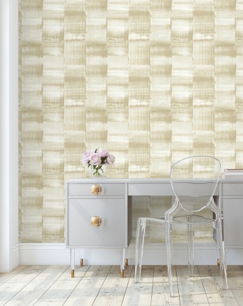 Papel pintado artístico efecto estarcido de pintura nacarada Hoxton 681463