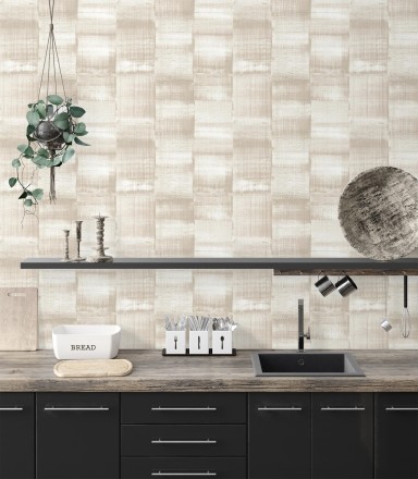 Papel pintado artístico efecto estarcido de pintura nacarada Hoxton 681465