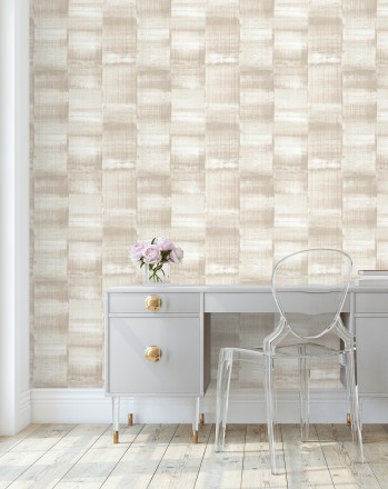 Papel pintado artístico efecto estarcido de pintura nacarada Hoxton 681465