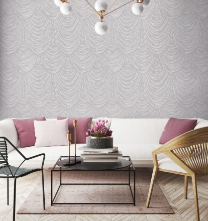 Papel pintado efecto tela alzada con relieve Kremling Curtains 681141