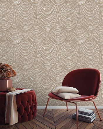 Papel pintado efecto tela alzada con relieve Kremling Curtains 681142