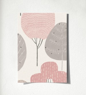Papel pintado de árboles nórdicos tonos rosa y gris Memorial Park 680916