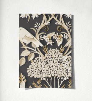 Papel pintado campestre de pájaros y conejos Lorraine 681303