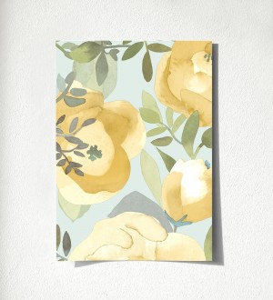 Papel pintado de flores pintadas en acuarela Camellias Garden 680624