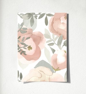 Papel pintado de flores pintadas en acuarela Camellias Garden 680625