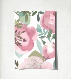 Papel pintado de flores pintadas en acuarela Camellias Garden 680626